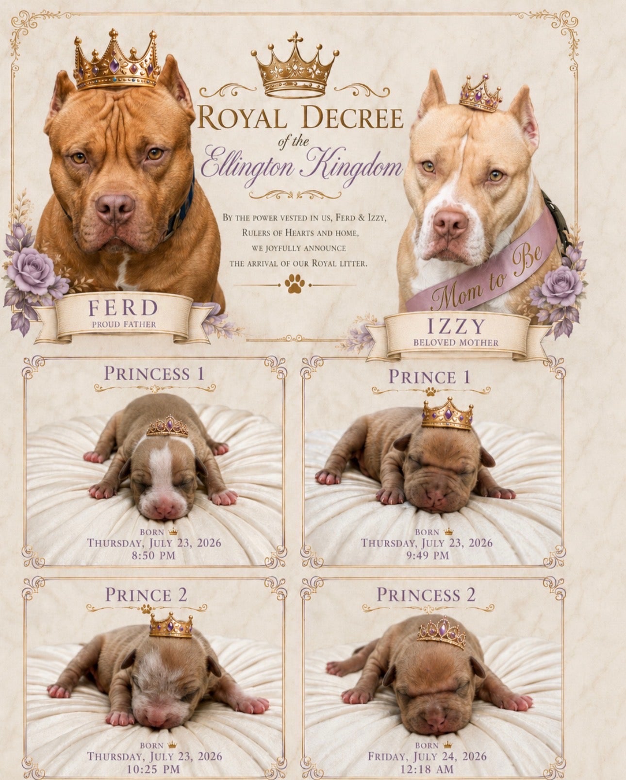 Ferd The Bull PR ⚔ PR Isabella aka Izzy * 1st pick Female * DOB: 7/24/26 * AVAILABLE