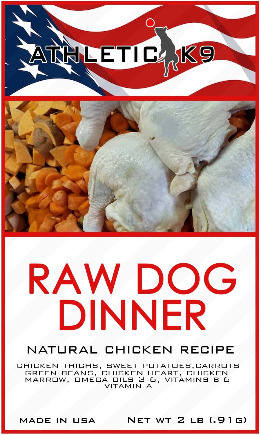 Farm Fresh Organic Chicken Canine Raw Food (10) 2lbs resealable pouches. 20lbs Box  ( Chicken )