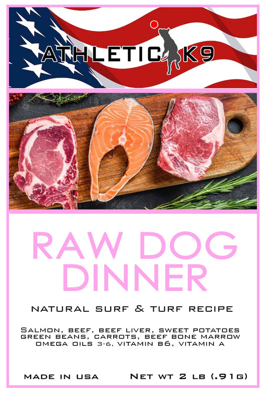 NEW Surf & Turf Fresh Organic Canine Raw Food (10) 2lbs resealable pouches. 20lbs Box